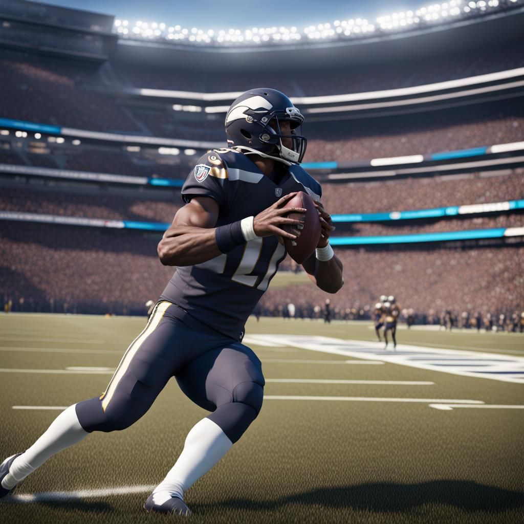 Realistic NFL Game Broadcast on TV: 8k Art