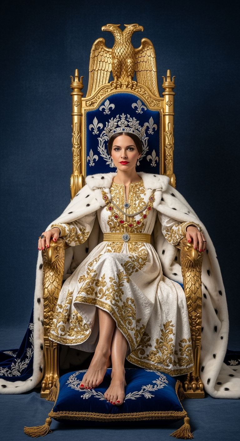 Empress on Golden Eagle Throne in Classic Photography Style