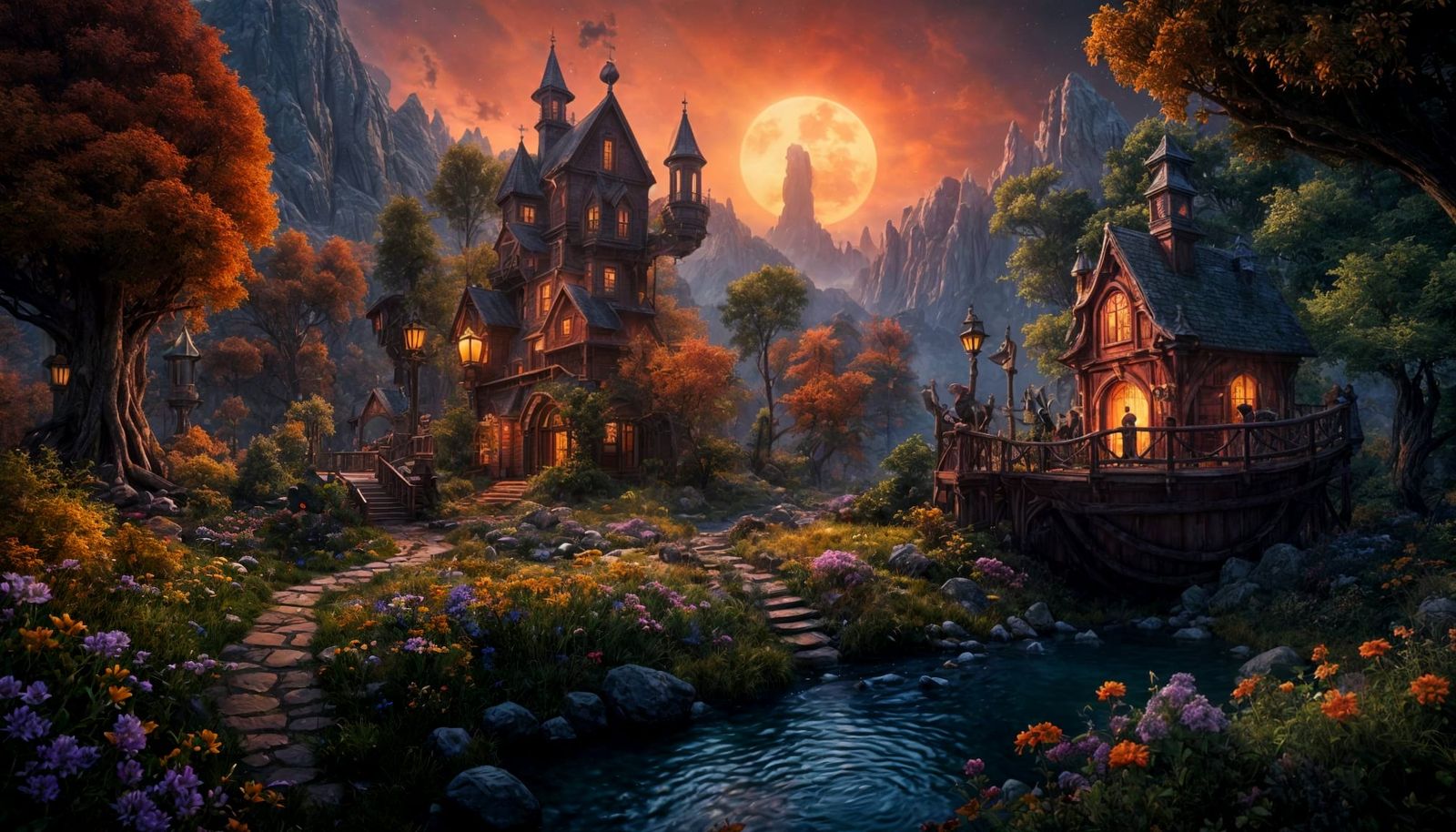 Fantastical Nursery Rhyme Scene in Detailed Matte Painting