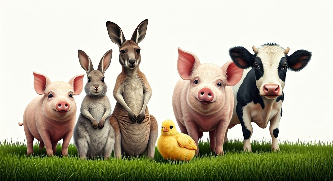 Charming Animal Family Portrait with Diverse Species