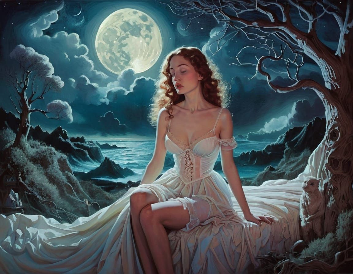 Nightmarish Dreamscape Art in Vintage Style