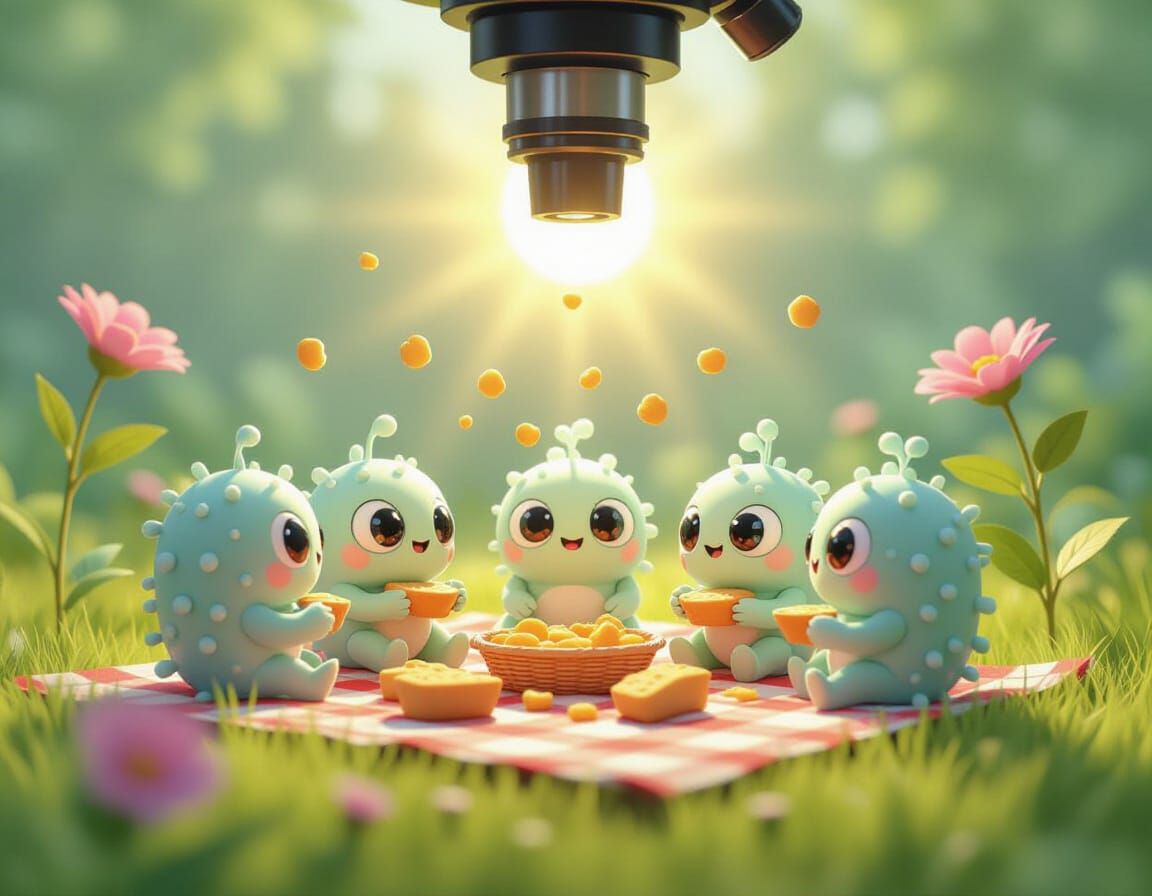 Microscopic Life Enjoys Picnic Under Magnified Sun
