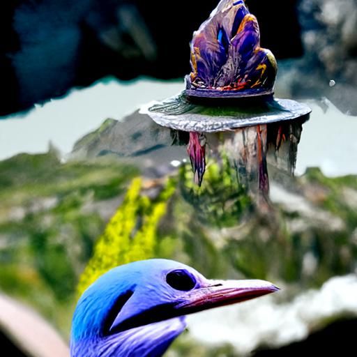 Bird with Cool Hat in Detailed Matte Painting