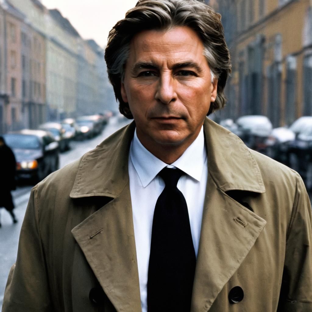 Mysterious Spy in 1990s Moscow: Cinematic Film Still