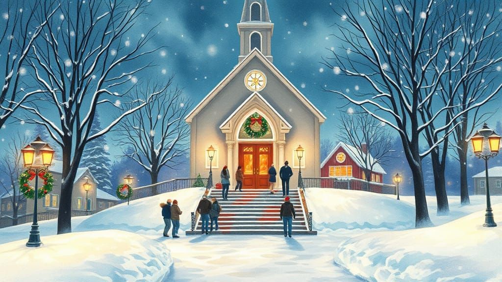 Idyllic Winter Church Scene