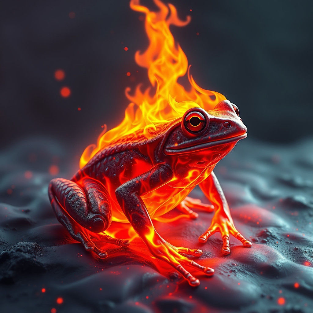 Fiery Frog: A Detailed Fantasy Concept Art