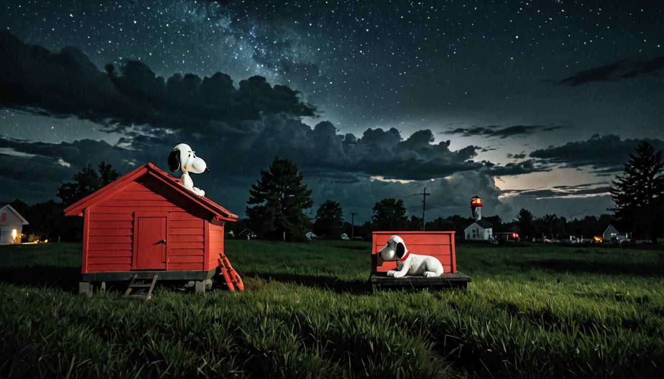 It was a dark and stormy night. Snoopy was laying asleep on ...