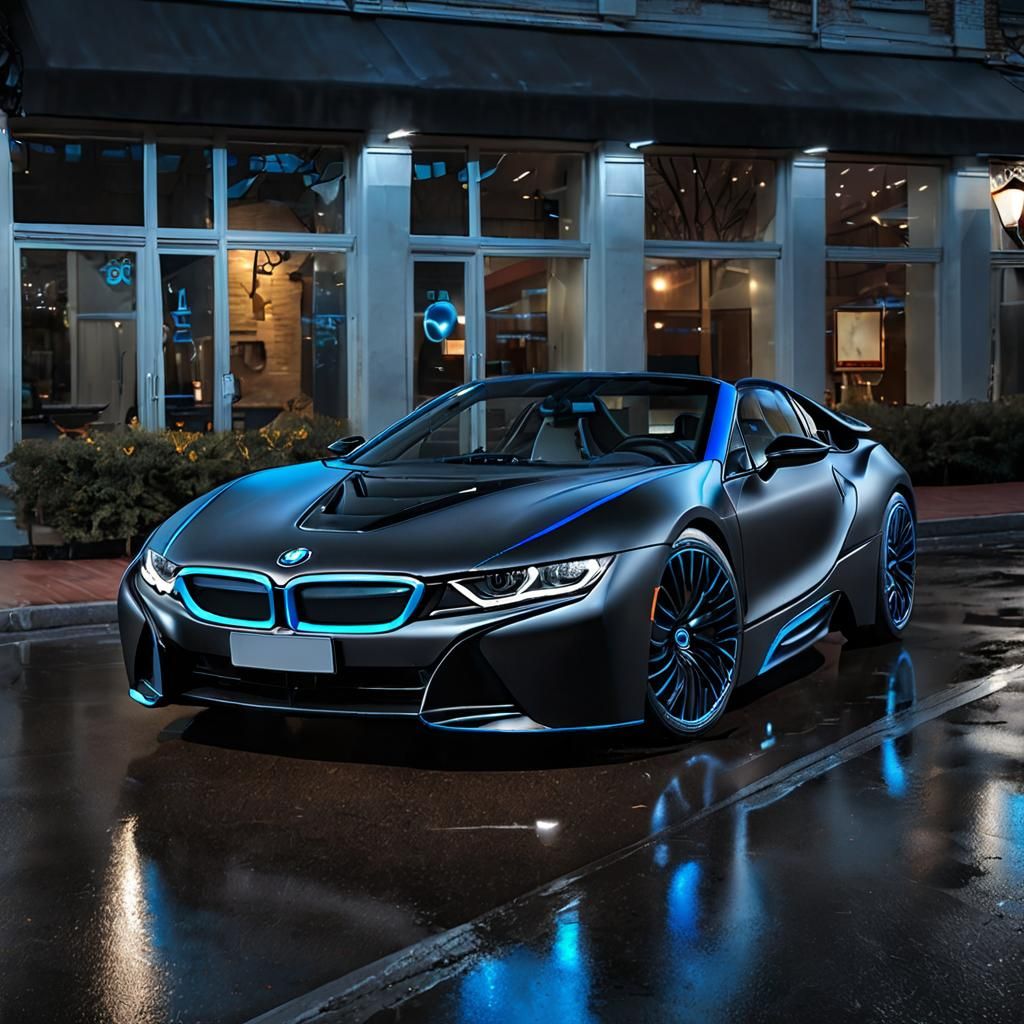Black and Blue BMW i8 Roadster with Techno Design