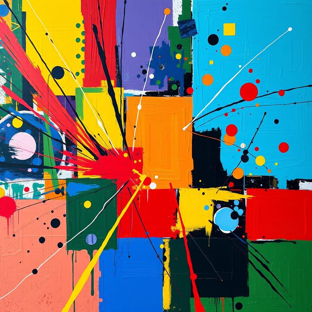 Abstract Geometric Forms in Vibrant Impasto Style