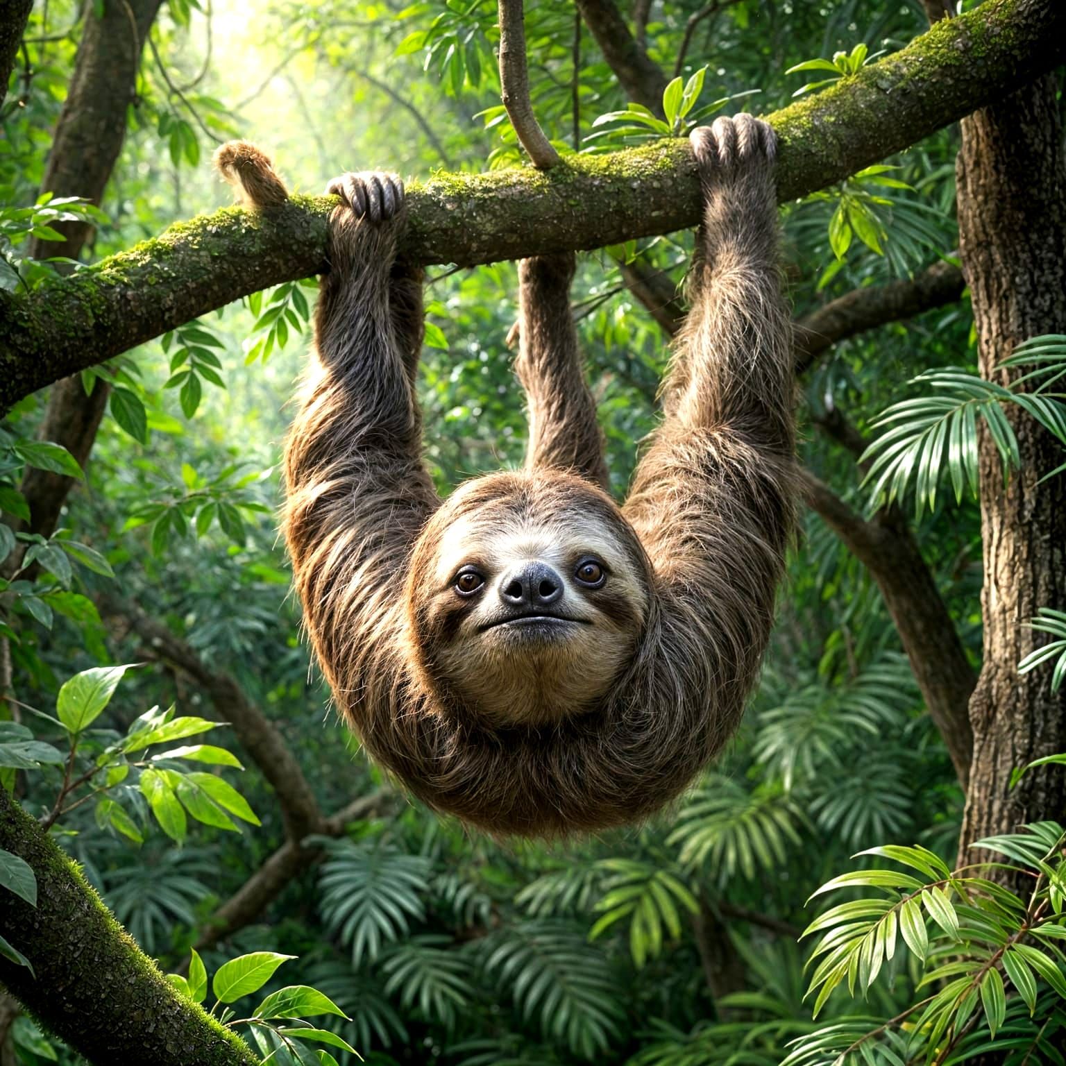 Lazy Sloth in Treetop Perch