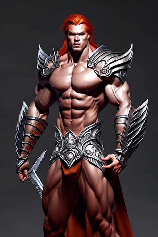 Red-Haired Giants with Glowing Eyes in Rococo Style