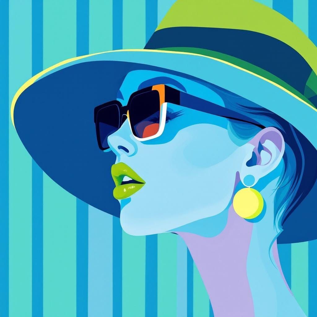 Psychedelic Woman's Profile in Graphic Art Style