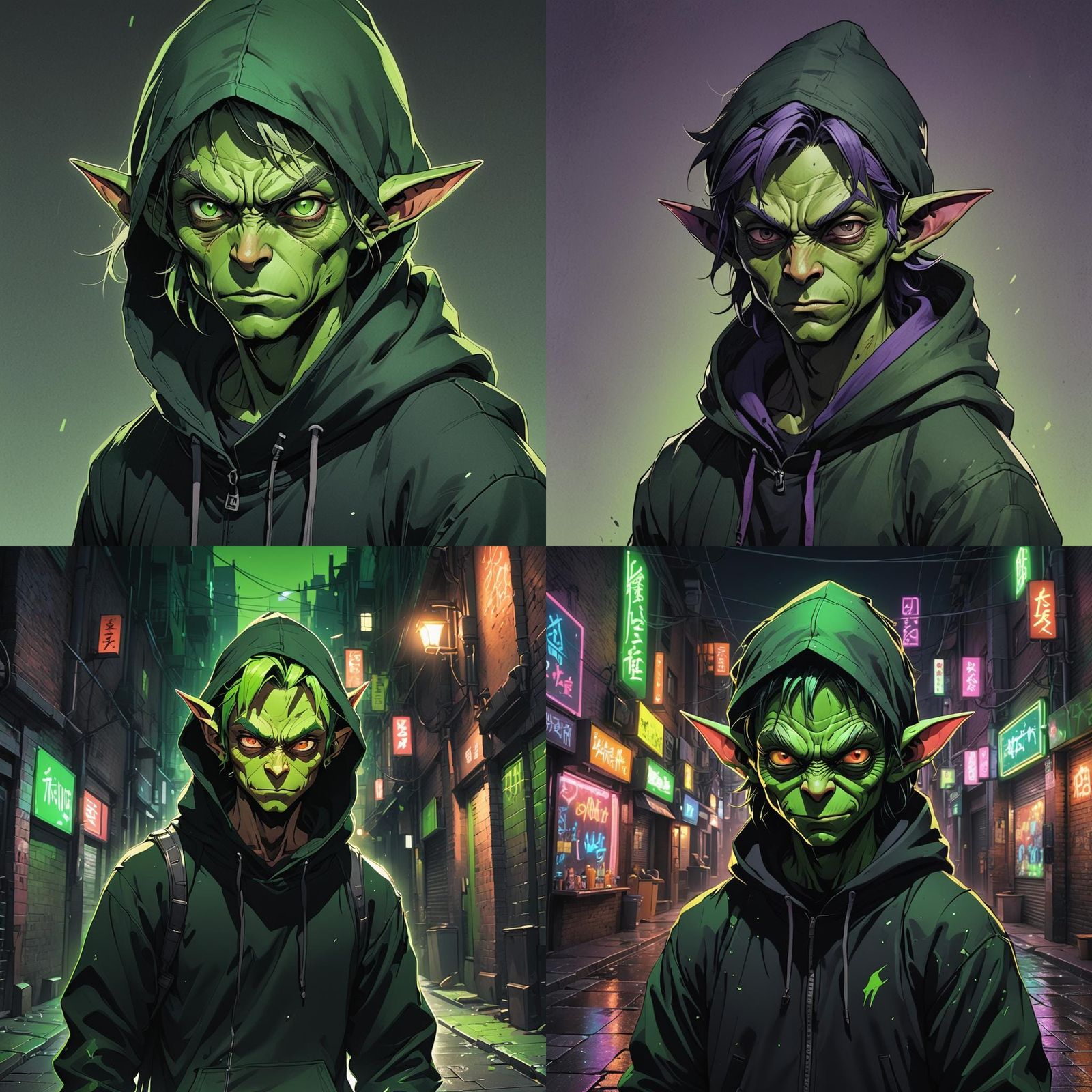 Teen Goblin in Hoodie: Anime Style Art