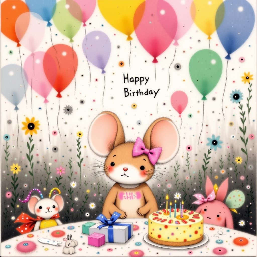 Tiny Mouse's Surprise Birthday in Whimsical Style