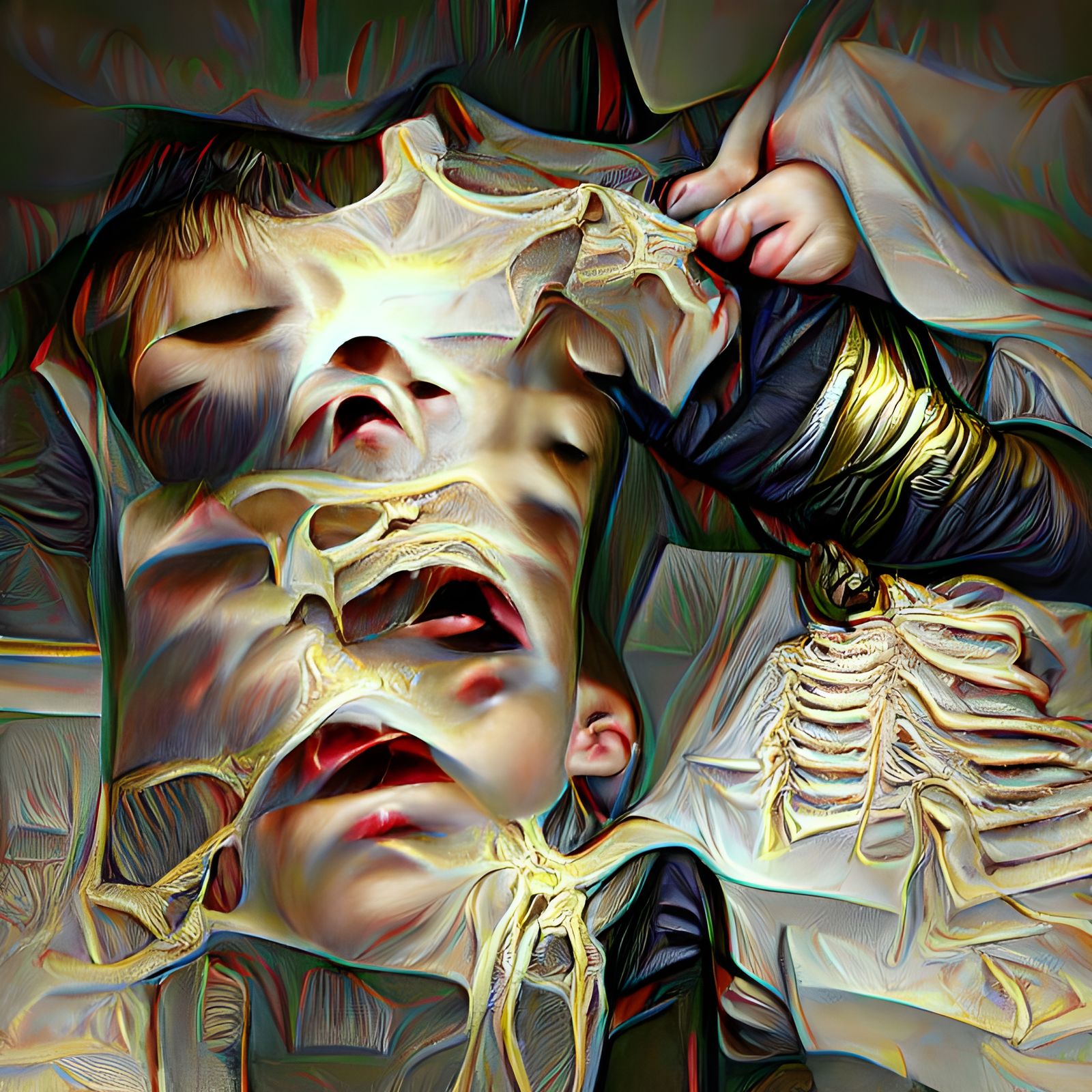 Surreal Metamorphic Transformation: Grotesque Flesh and Bone