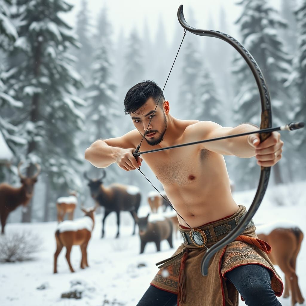 Majestic Centaur Hunts in Winter Fortress