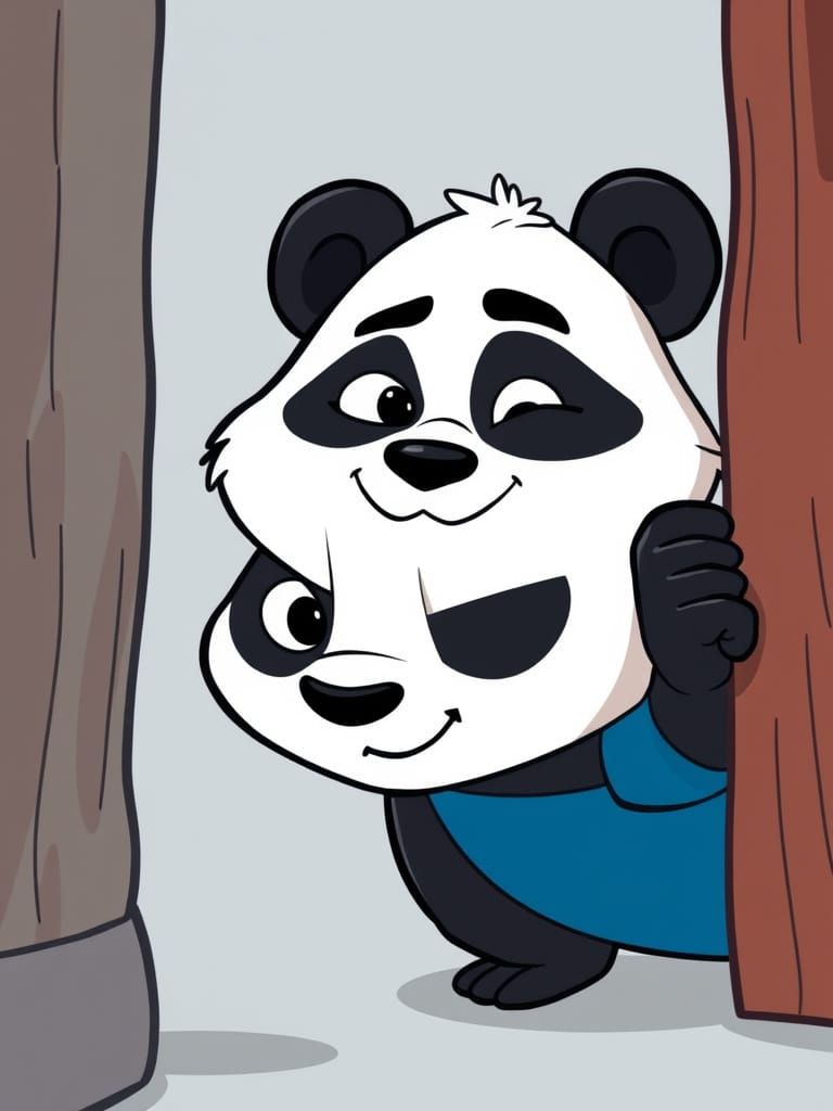 Mischievous Panda Cartoon Character in Pixar Style