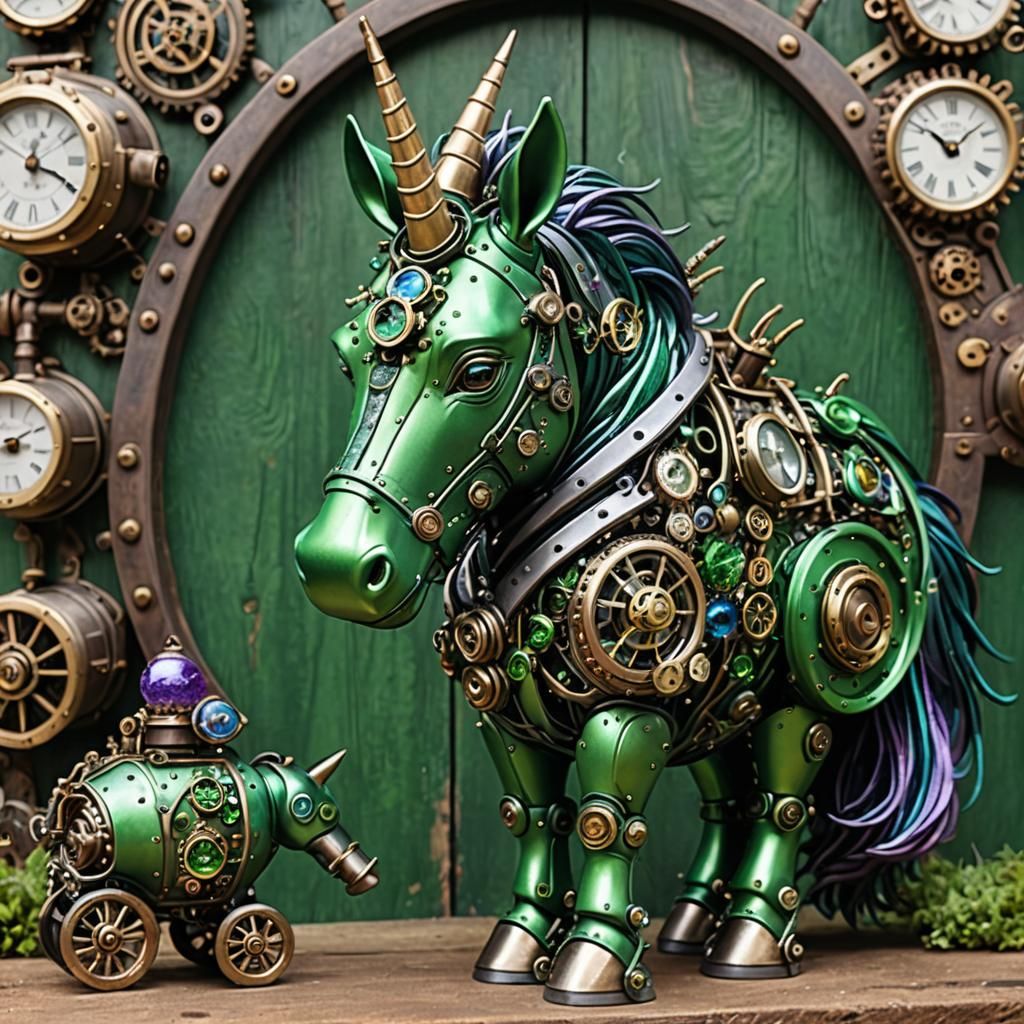 Sparkling Unicorn Eeyore with Steampunk Engine