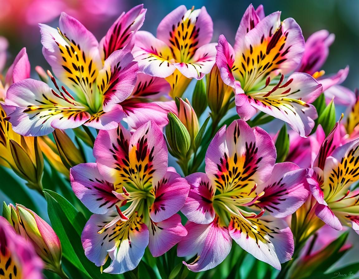 Hyperrealistic Alstroemeria Blossoms with Volumetric Lightin...
