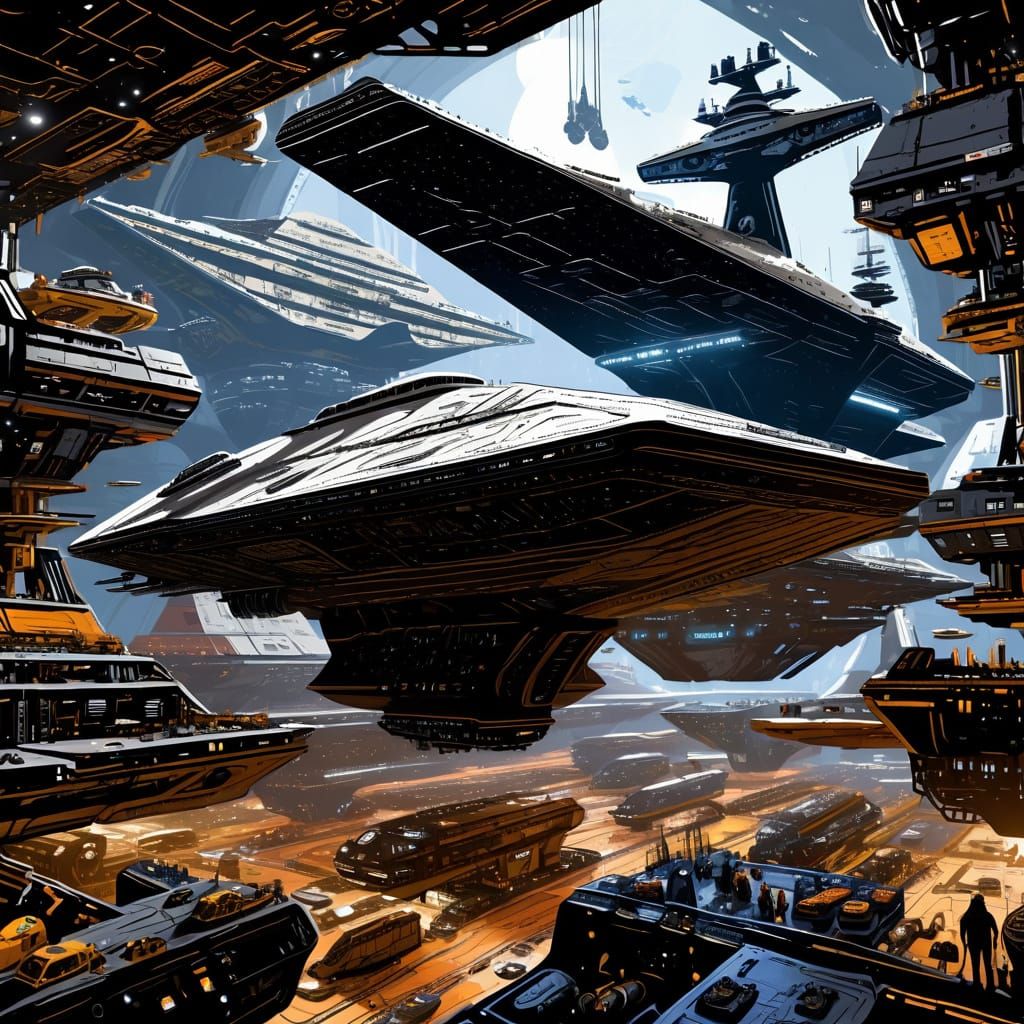 Imperial Star Destroyer Construction in Industrial Sci-Fi St...