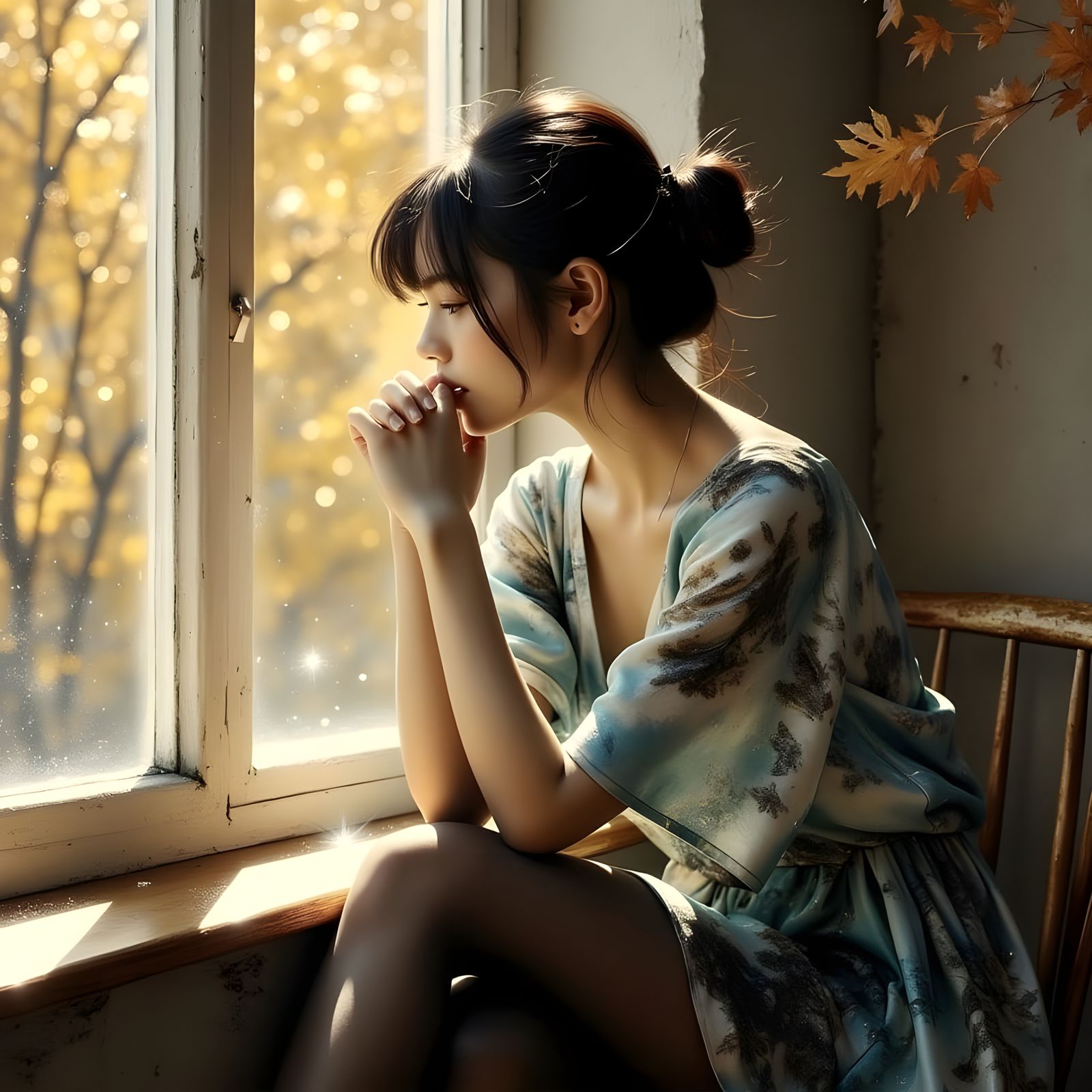 Early Twenties Woman in Autumnal Scene