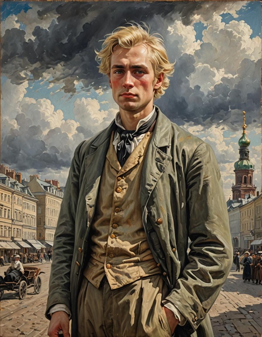 Gloomy Saint Petersburg Portrait as Oil Painting