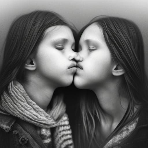 Intimate Portrait of Two Women Kissing