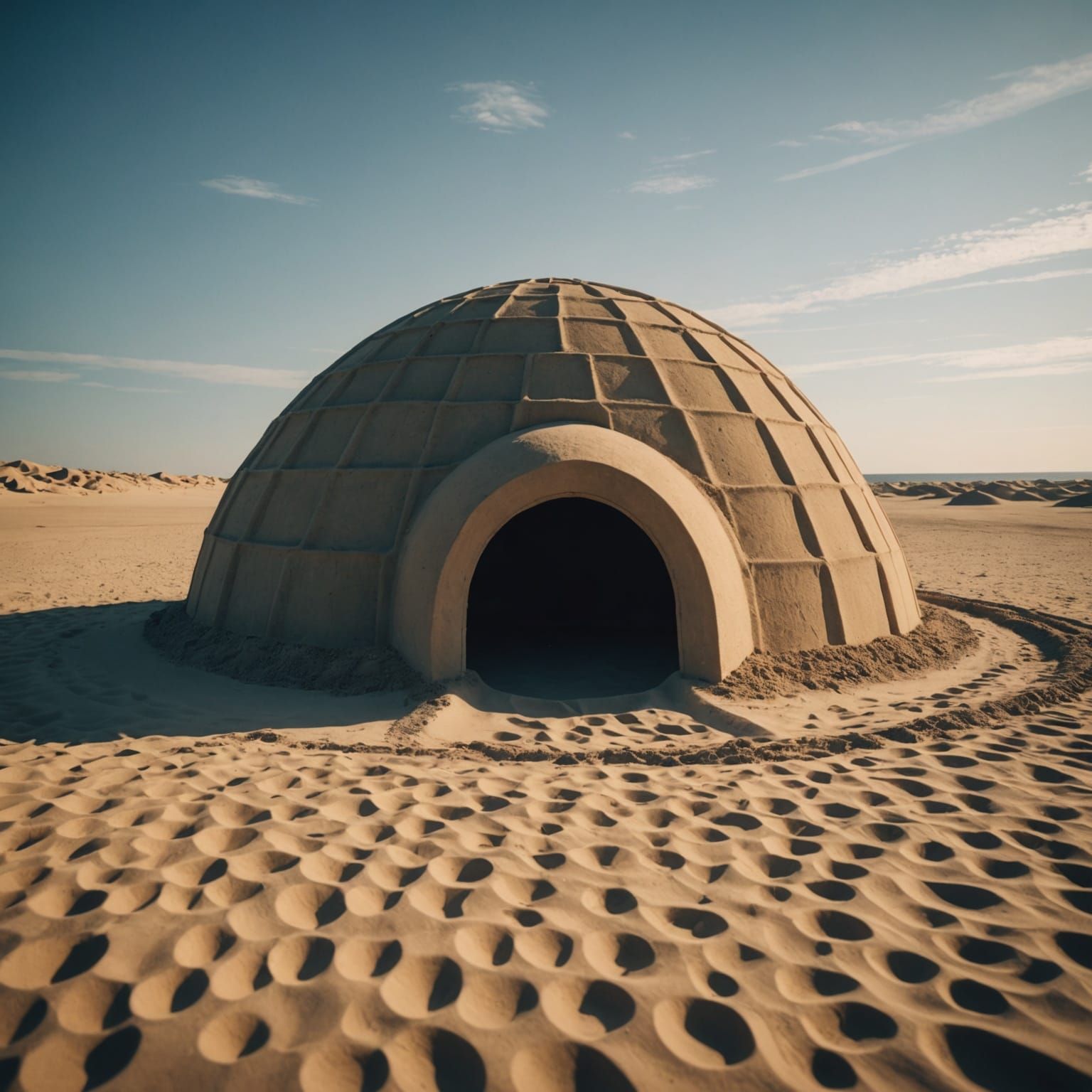 Dramatic Sand Igloo in Cinematic Style