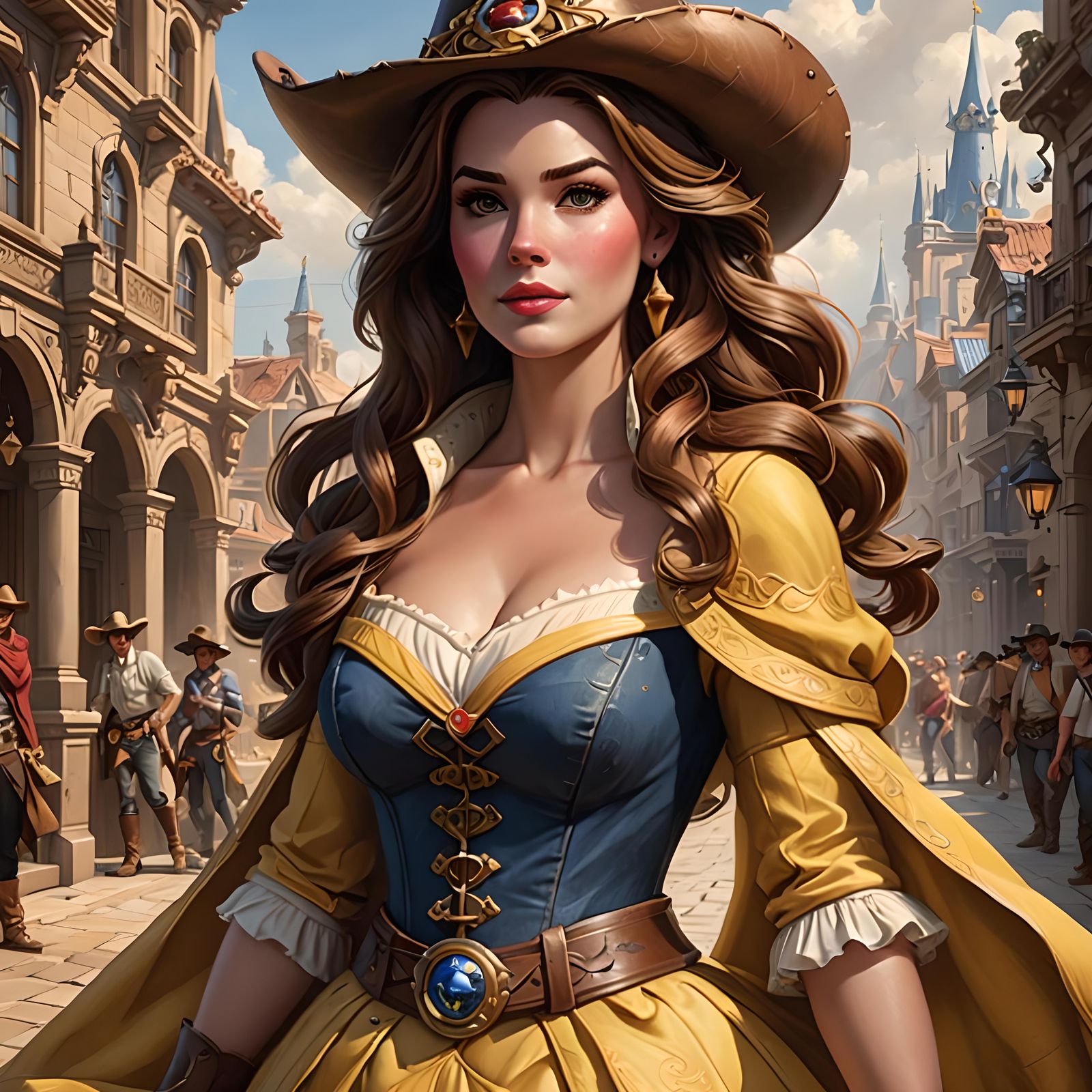 Princess Belle as Hyperrealistic Cowboy Artgerm Masterpiece
