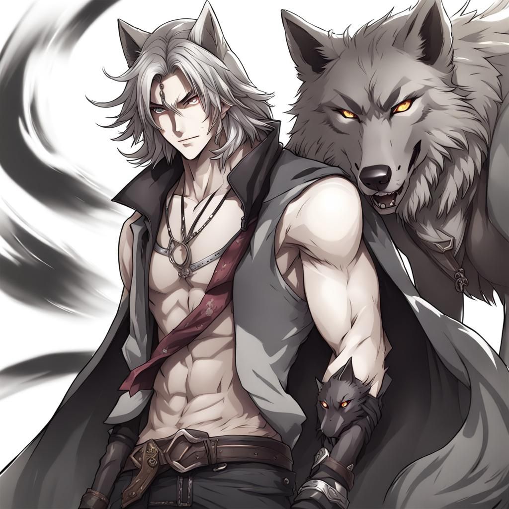 Anime Wolf-Man with Pierced Chest