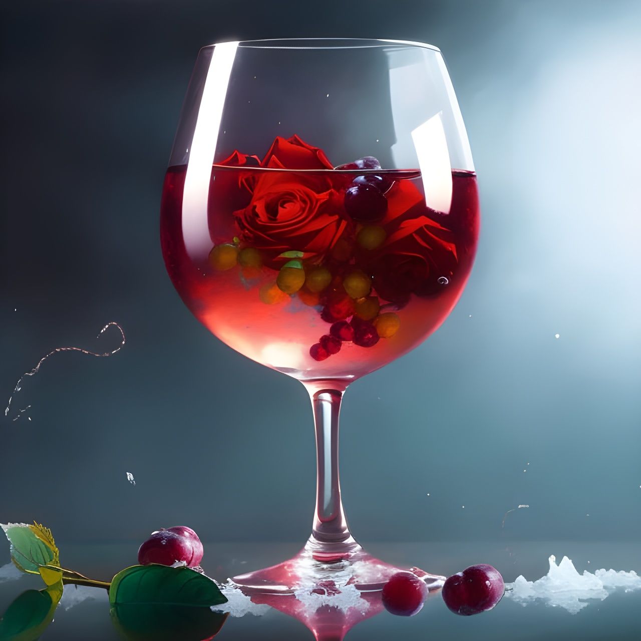Icy Rose Wine: Digital Art in Cold Colors