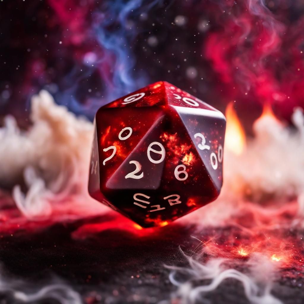 Hyperrealistic Galaxy Dice of Fire and Smoke