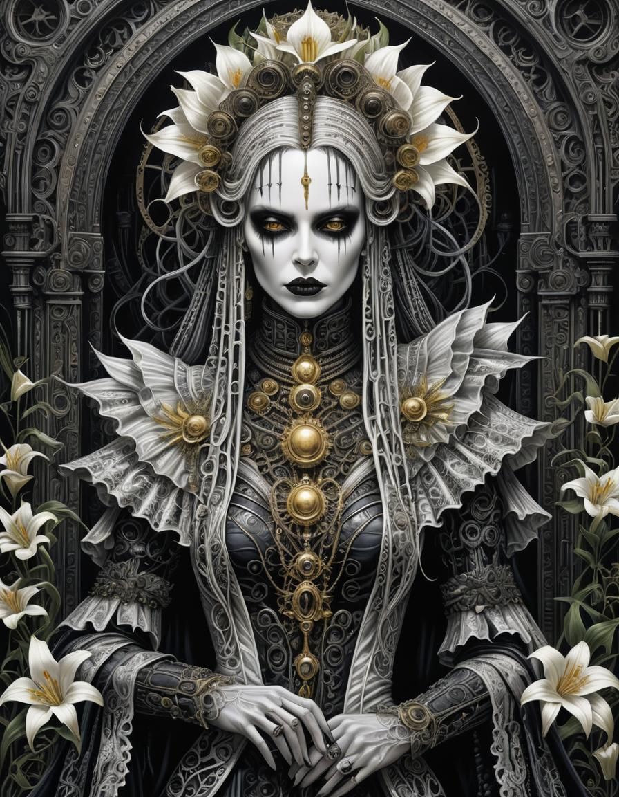 Gothic Horror Girl in H.R. Giger Style