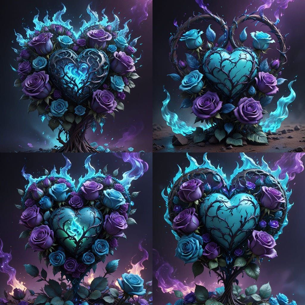 Fantastical Turquoise Heart Ignites in Lavender Blossoms