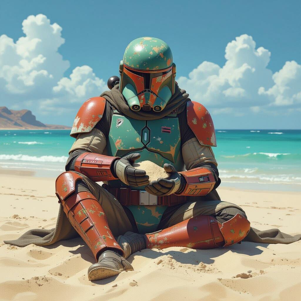 Star Wars Stormtrooper on Exotic Beach, Digital Art