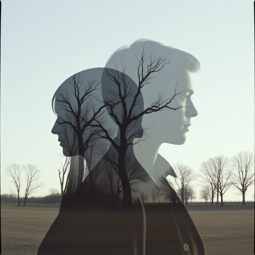 Double exposure - heart to heart