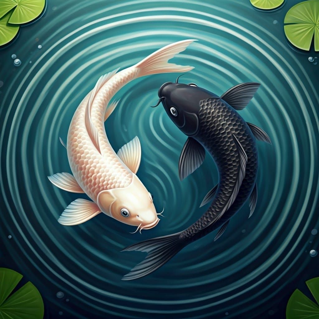 Vibrant Koi Embodies Yin and Yang Balance