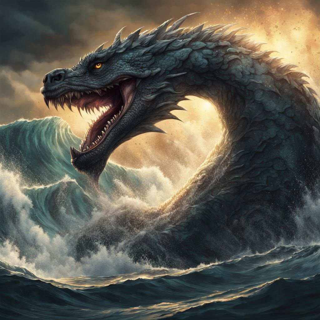 Majestic Leviathan Rises from Turbulent Waters