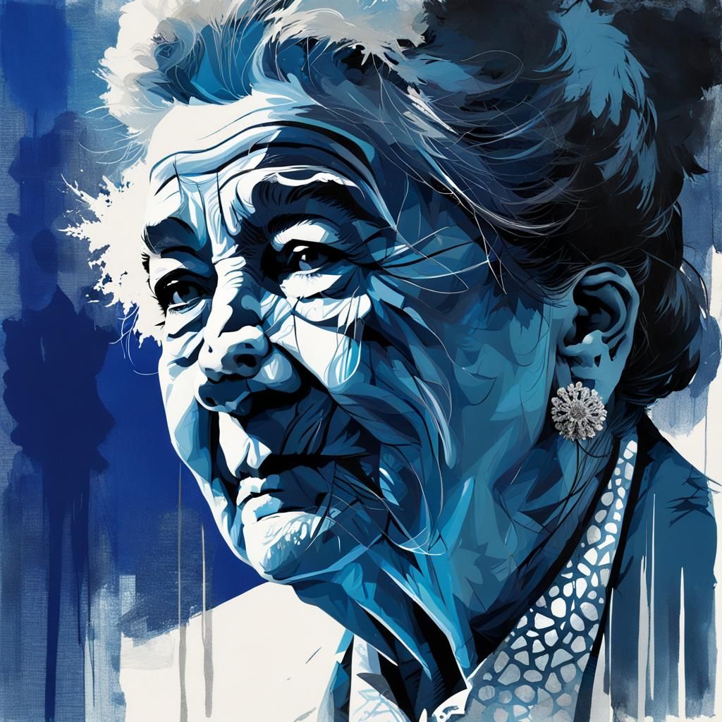 Golda Meir Portrait in Double Exposure Style