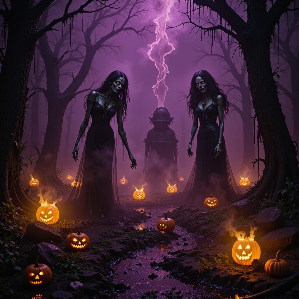 Thriller Zombies Emerge, Dark Fantasy Concept Art