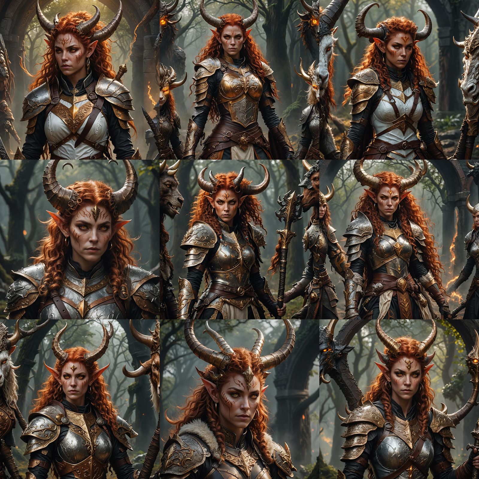 Tiefling Druid Portrait in Hyperrealistic Digital Painting