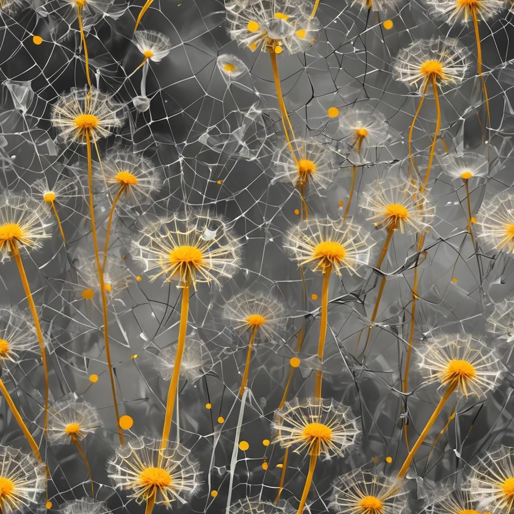 Glass dandelion  Spider web dandelions    in  glass webs ins...