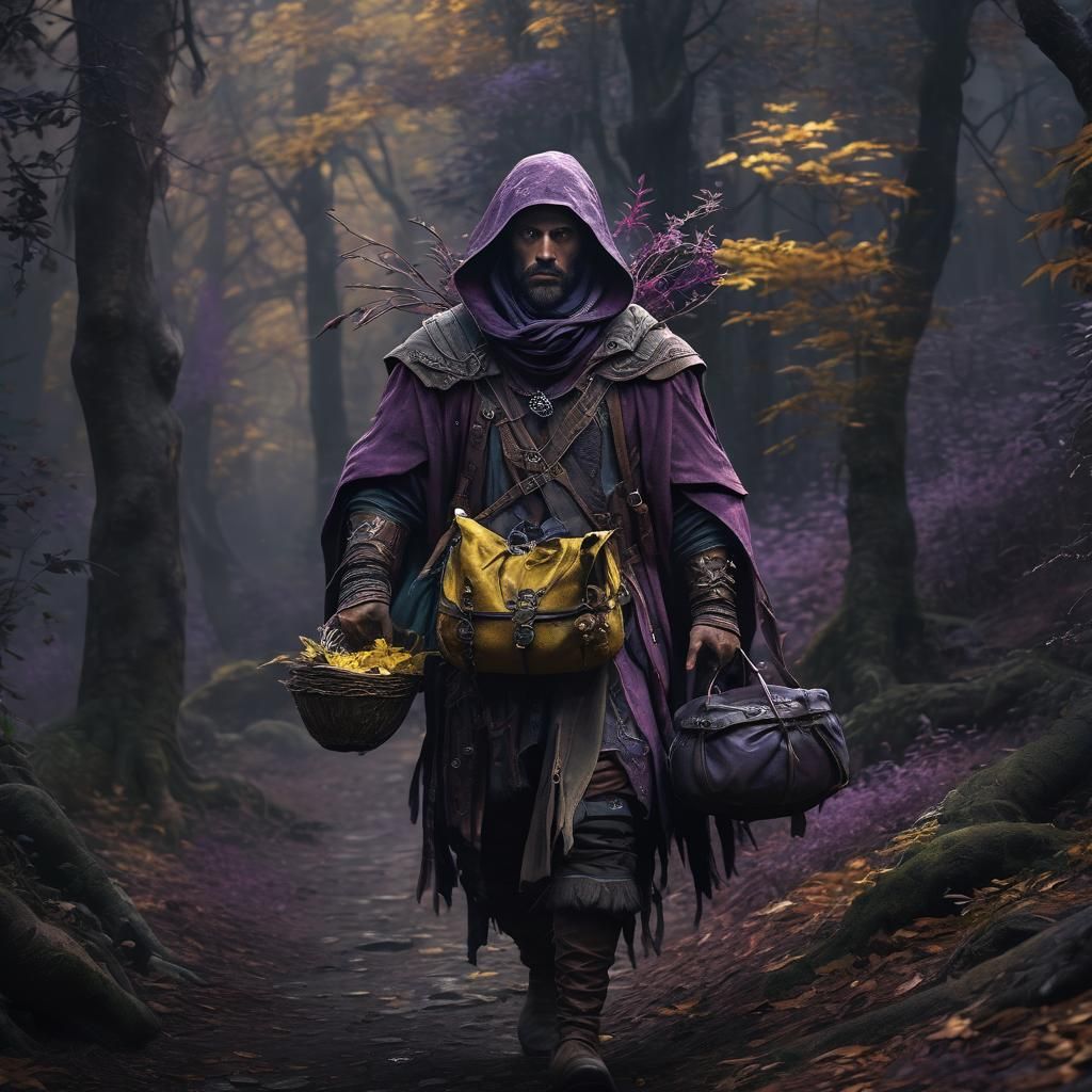 Mystical Forest Druid in Dark Fantasy Style