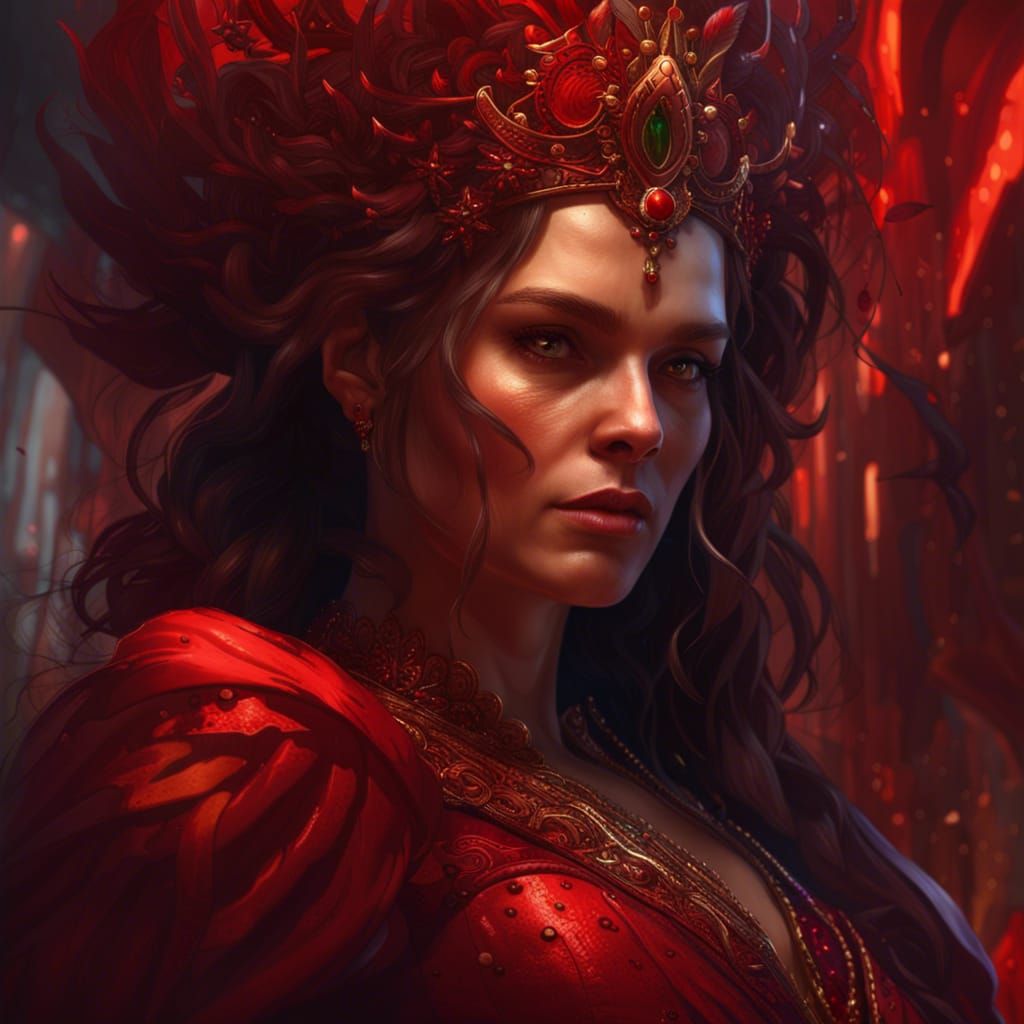 Queen in Red: Dark Fantasy Art in 8K