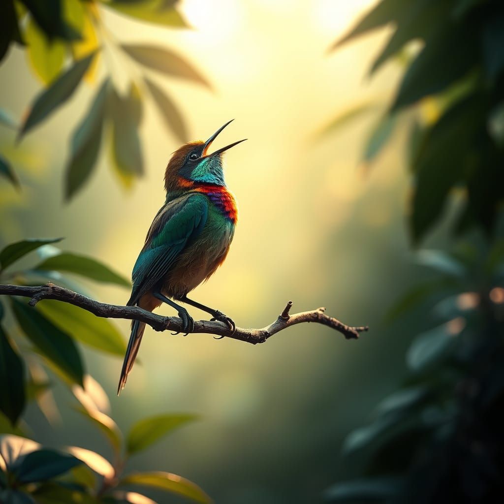 Bird in Vibrant Morning Glory