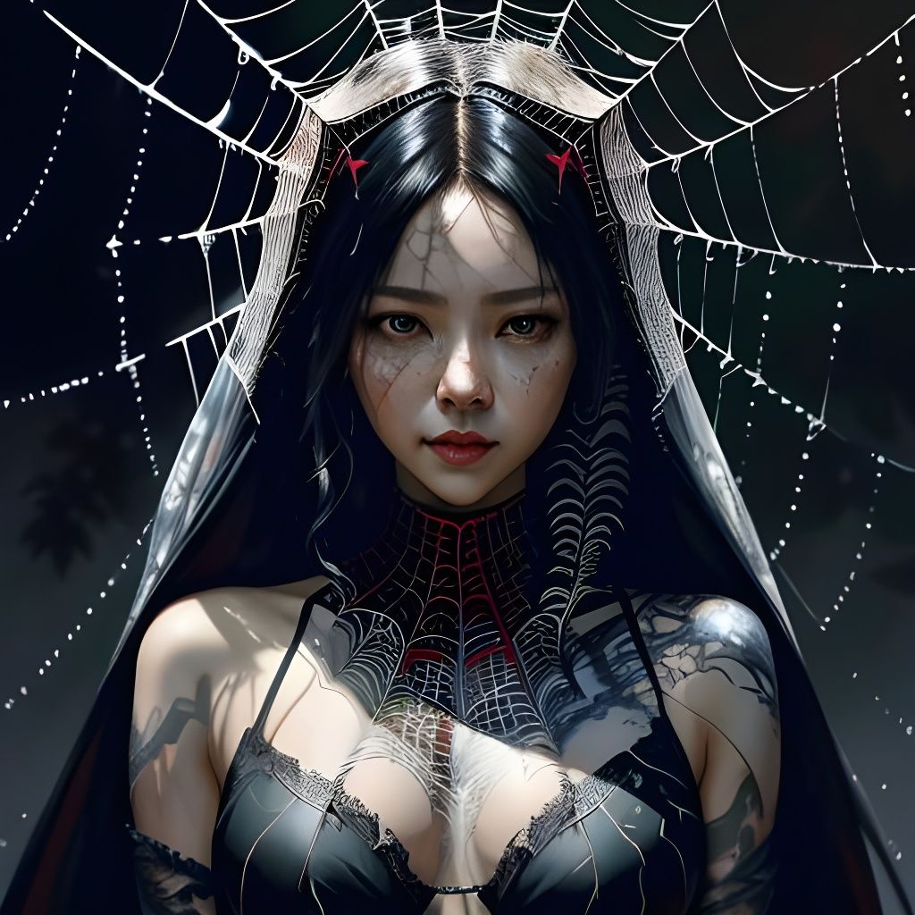 Exotic Spider Web Portrait in Elaborate Style