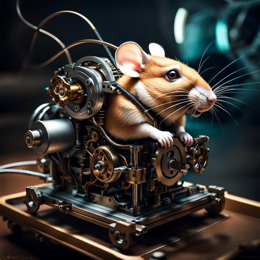 Mouse with Mechanical Device, Digital Art