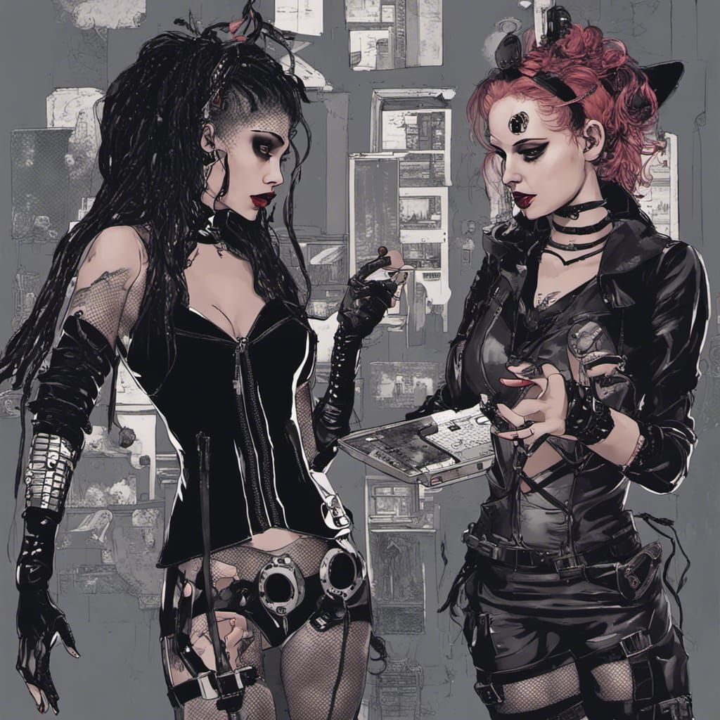 Vampire Goth in Cyberpunk New York, Digital Art