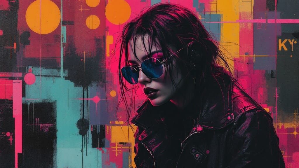 Cyberpunk Goddess in Neon Haze