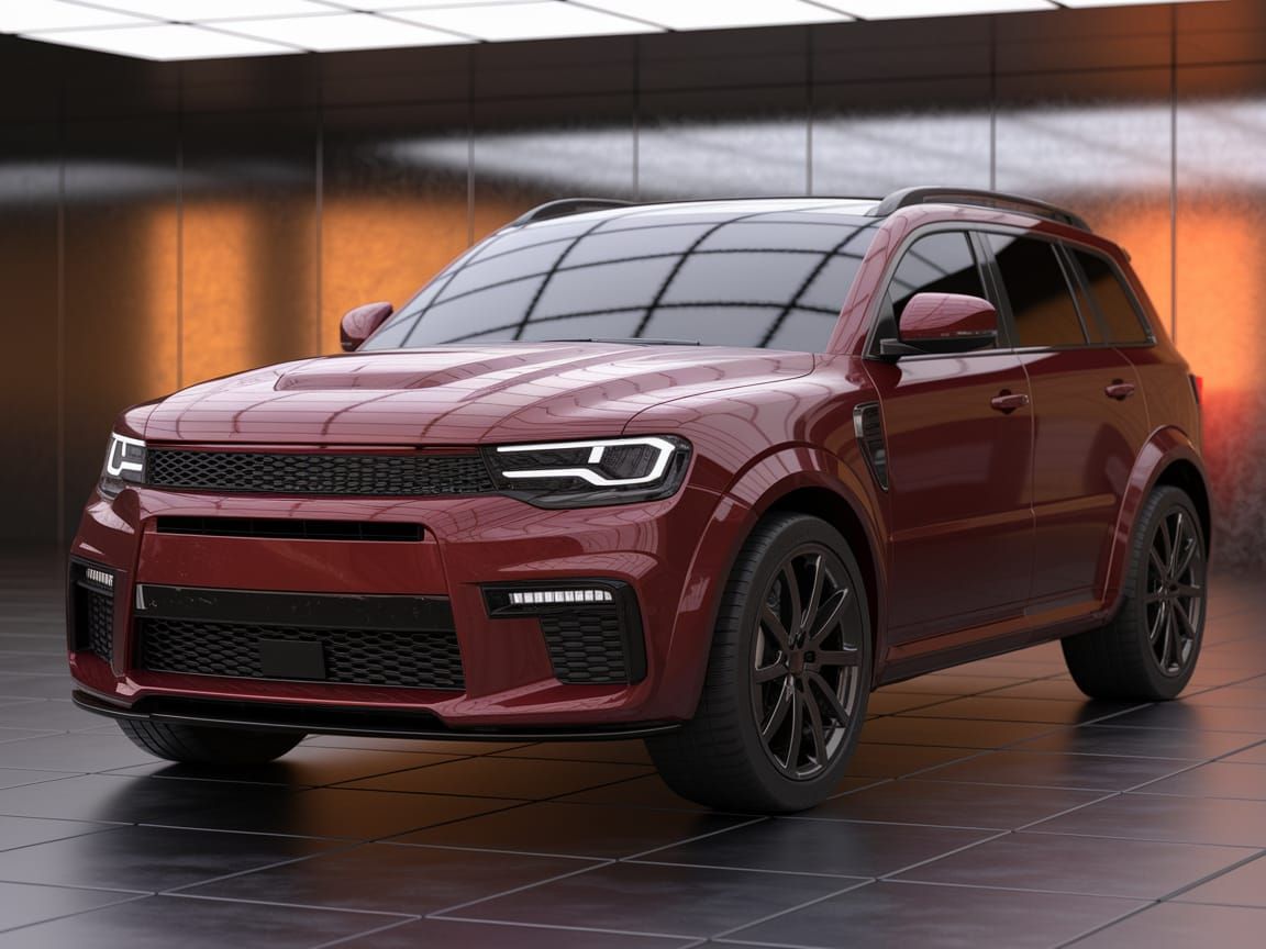 Wine Red Muscle SUV Exudes Power and Sophistication